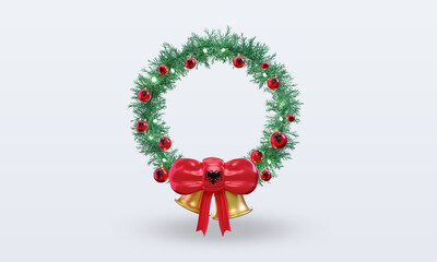 3d christmas wreath Albania flag rendering front view