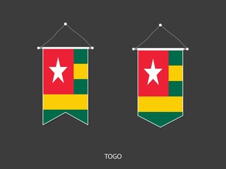 Fototapeta premium 2 style of Togo flag. Ribbon versions and Arrow versions. Both isolated on a black background.