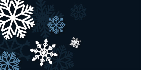 Snowflake flat christmas background. Snow flake merry x-mas holiday decoration backdrop illustration.