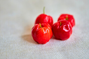 closeup the spanish cherry ripe on white background