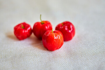 closeup the spanish cherry ripe on white background