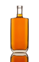 square shape cognac bottle isolated on white background