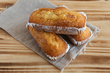 Valencian muffins on rustic background