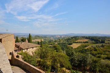 Fototapeta na wymiar Tuscany landscape. General view from San Gimignano