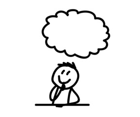 Man thinks over isolated background. Sketch. Vector illustration.