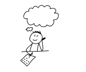 Man writes a letter over isolated background. Sketch. Vector illustration.