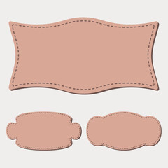 set of vintage frames with dotted outline for lettering, pink color, vector illustration, place for text