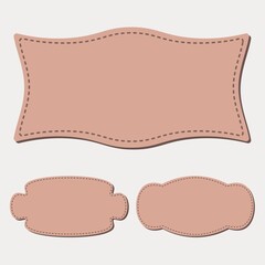 set of vintage frames with dotted outline for lettering, pink color, vector illustration, place for text