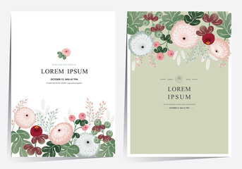  Autumn floral decorated frame set vector illustration. Image for various invitations, brochures, picture frames, posters   	