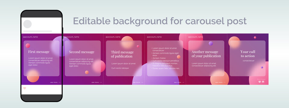 Background for carousel post in glass morphism style