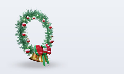 3d christmas wreath Iran flag rendering left view