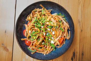 A plate with traditional Armenian noodles Arishta. National cuisine of the peoples of the world