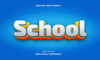 New 3D School Editable Vector Text Effect
