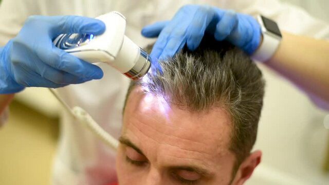Diagnostic examination of hair and skin of the scalp.