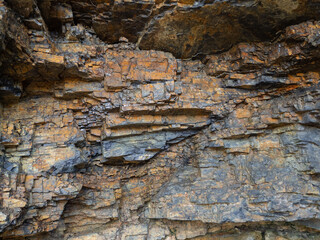 Shungite outcrop in the village of Shunga in the Republic of Karelia