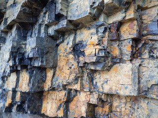 Shungite outcrop in the village of Shunga in the Republic of Karelia
