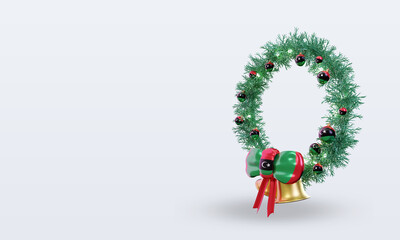 3d christmas wreath Libya flag rendering right view
