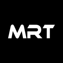 MRT letter logo design with black background in illustrator, vector logo modern alphabet font overlap style. calligraphy designs for logo, Poster, Invitation, etc.