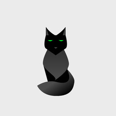 Spooky abstract fluffy vector black cat icon. Use for your Halloween sale banners, vet services, and pet products.