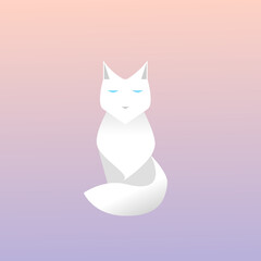 Vector well groomed gorgeous white fluffy cat icon. Removable background. Vet services, pet grooming and products.