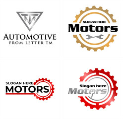 Automotive service car repair gear wrench logo design