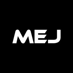 MEJ letter logo design with black background in illustrator, vector logo modern alphabet font overlap style. calligraphy designs for logo, Poster, Invitation, etc.