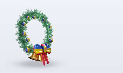 3d christmas wreath Moldova flag rendering left view