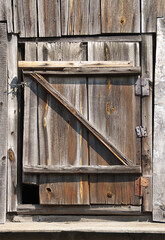 Old wooden door in sunlight