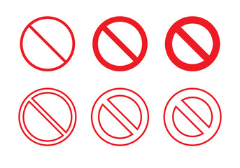 no sign set, prohibition icons, template with stop symbol