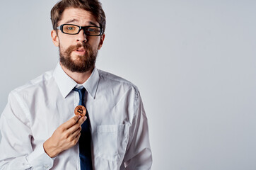 business man cryptocurrency bitcoin technology virtual money commerce