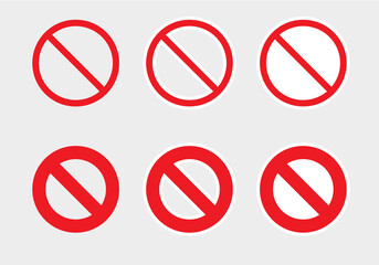 prohibition icons set, not allowed or stop signs