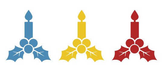 Christmas candle icon, holiday concept, vector illustration