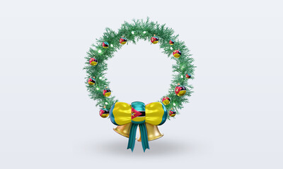 3d christmas wreath Mozambique flag rendering front view