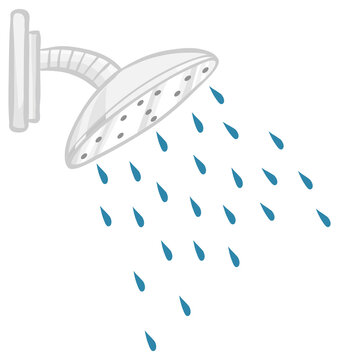 recommend clip art: Shower head with water isolated on white background