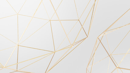 White and gold angular geometric abstract wallpaper background 3d render 