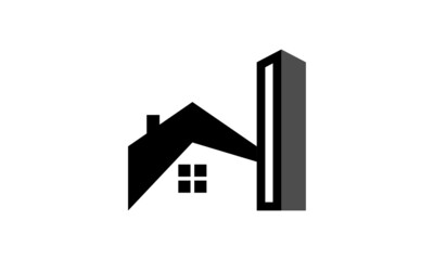 roof home and skyscraper logo