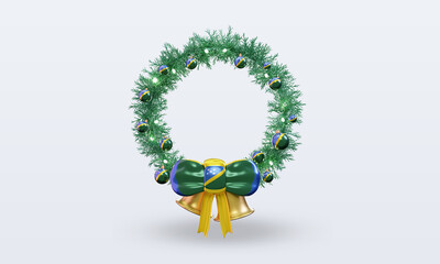 Obraz premium 3d christmas wreath Solomon Islands flag rendering front view