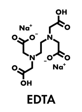Sodium edetate (disodium EDTA) drug molecule. Medically used in chelation therapy to treat metal poisoning (mercury, lead). Skeletal formula.