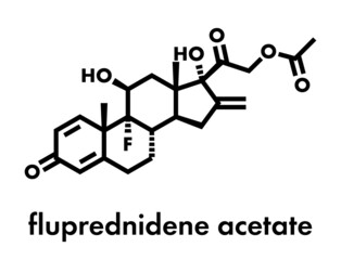 Fluprednidene acetate corticosteroid molecule. Skeletal formula.