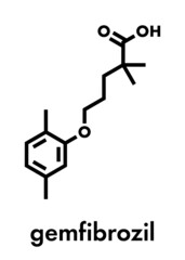Gemfibrozil hyperlipidemia drug molecule (fibrate class). Skeletal formula.