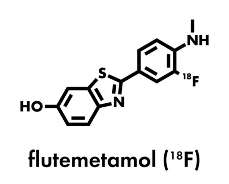 Flutemetamol (18F) PET Tracer Molecule. Used To Diagnose Alzheimer's Disease. Skeletal Formula.