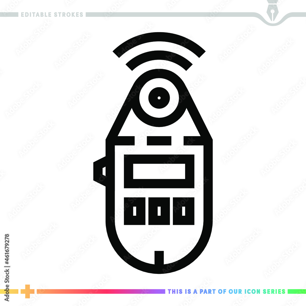 Poster editable line icon of light meter as a customizable black stroke eps vector graphic.