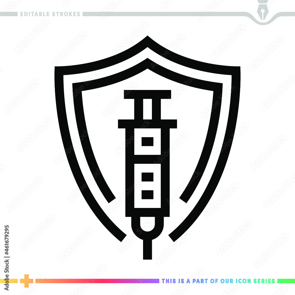 Poster editable line icon of pandemic response as a customizable black stroke eps vector graphic.