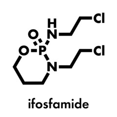 Ifosfamide cancer chemotherapy drug molecule. Skeletal formula.