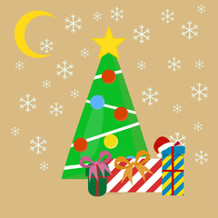 Christmas tree, holiday tree, vector illustration
