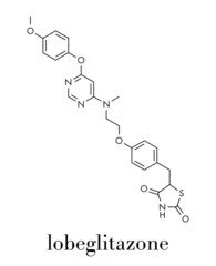 Lobeglitazone diabetes drug molecule. Skeletal formula.