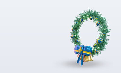 3d christmas wreath Sweden flag rendering right view