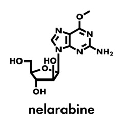 Nelarabine leukemia drug molecule. Skeletal formula.