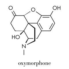 Fototapeta premium Oxymorphone opioid analgesic drug molecule. Skeletal formula.