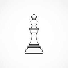 King Chess piece line icon. Chess icon on white background